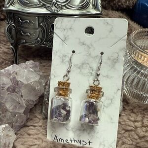 Amethyst Stone Earrings with Cork Detail